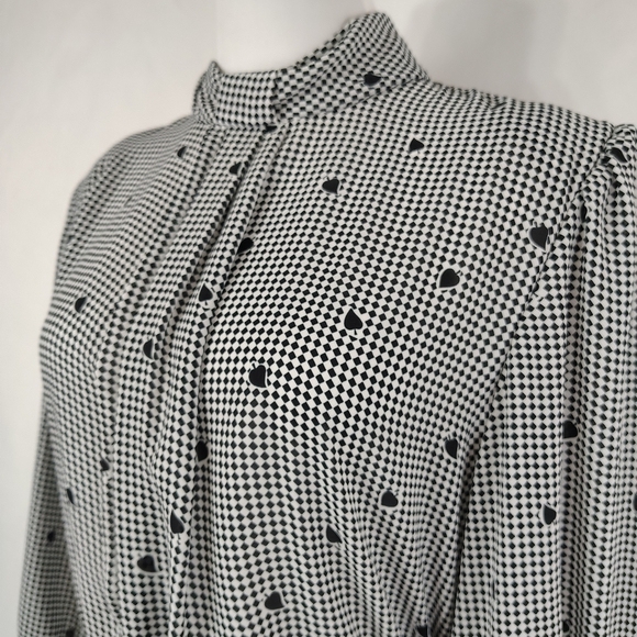 Vintage 80s Emerald St Womens Black And White Checkered Midi Dress Classic - Picture 5 of 9